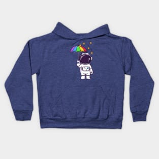 Cute Astronaut With Umbrella In Gold Coin Rain Cartoon Kids Hoodie